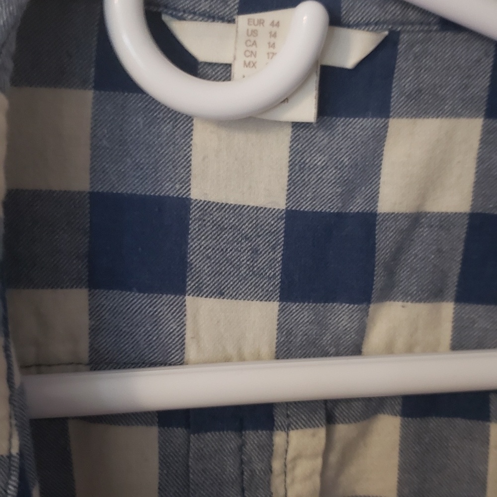 Blue and white plaid long sleeve